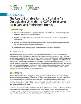 The Use of Portable Fans and Portable Air Conditioning Units During COVID-19 in Long-Term Care and Retirement Homes