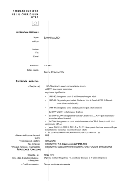 Formato Europeo Per Il Curriculum Vitae