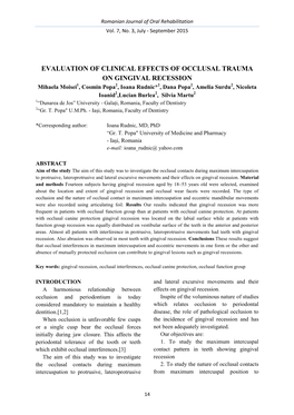 Evaluation of Clinical Effects of Occlusal