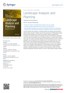 Landscape Analysis and Planning Geographical Perspectives Series: Springer Geography