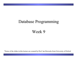 Database Programming Week 9