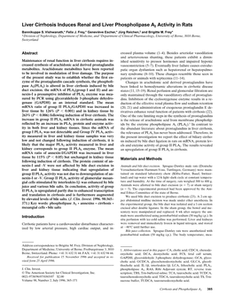 Liver Cirrhosis Induces Renal and Liver Phospholipase A2 Activity in Rats Bannikuppe S