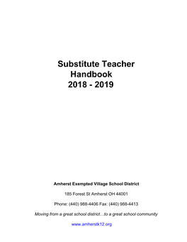 Substitute Teacher Handbook 2018 - 2019