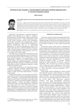 Facies Differentiation and Late Devonian Placoderms Fossils in the Holy Cross Mountains