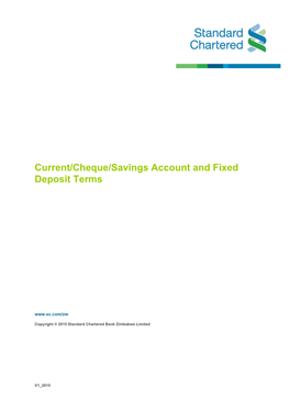 Current/Cheque/Savings Account and Fixed Deposit Terms