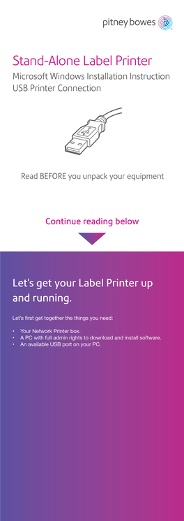 SP-100 Stand-Alone Label Printer Installation Instructions