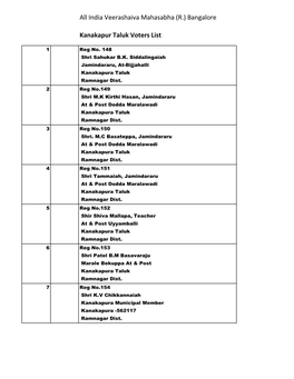 Kanakapura Taluk Voters List.Xlsx