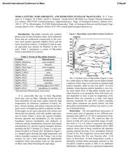 MARS LATITUDE, MARS OBLIQUITY, and HYDRATION STATES of Mg-SULFATES