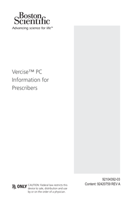 Vercise™ PC Information for Prescribers