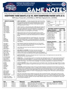 1-6) Vs. New Hampshire Fisher Cats (6-1