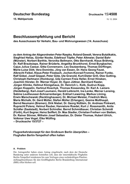 Beschlussempfehlung Und Bericht Des Ausschusses Für Verkehr, Bau- Und Wohnungswesen (14