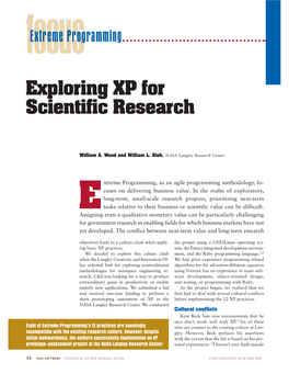 Exploring XP for Scientific Research