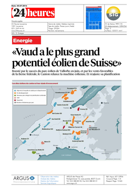 Vaud a Le Plus Grand Potentiel Éolien De Suisse