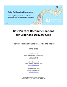 Best Practice Recommendations for Labor and Delivery Care