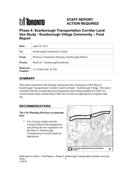 Scarborough Transportation Corridor Land Use Study - Scarborough Village Community – Final Report