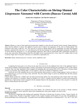 The Color Characteristics on Shrimp Shumai Litopenaeus Vannamei with Carrots (Daucus Carota) Add