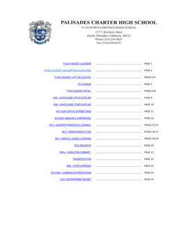 Page 1 Fy20/21 Budget Assumption Guidelines Page