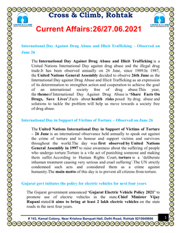 Current Affairs:26/27.06.2021