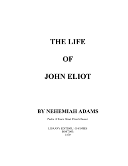 The Life of John Eliot