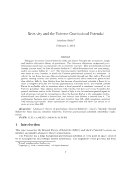 Relativity and the Universe Gravitational Potential