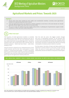 Agricultural Markets and Prices: Towards 2025