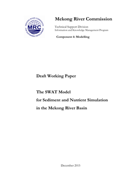 SWAT Model for Sediment and Nutrient Simulation in the Mekong River Basin