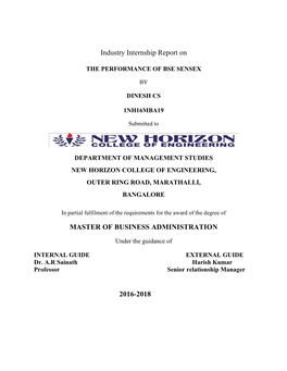 Industry Internship Report on MASTER of BUSINESS