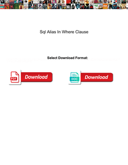 Sql Alias in Where Clause