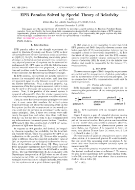 EPR Paradox Solved by Special Theory of Relativity J