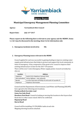 Agenda of the Council Meeting of the Yarriambiack