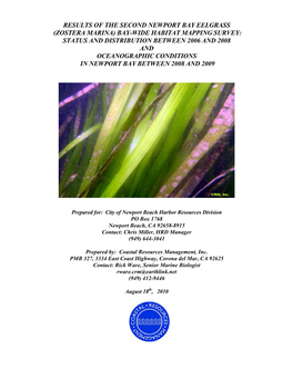 (Zostera Marina) Bay-Wide Habitat Mapping Survey: Status and Distribution Between 2006 and 2008 and Oceanographic Conditions in Newport Bay Between 2008 and 2009