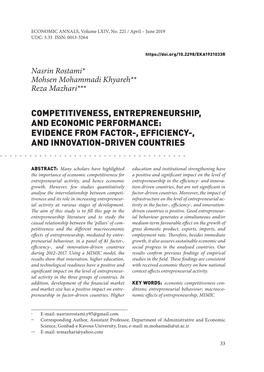 Competitiveness, Entrepreneurship, and Economic Performance: Evidence from Factor-, Efficiency-, and Innovation-Driven Countries