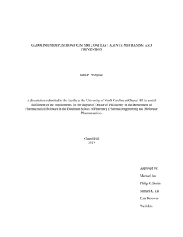 Gadolinium Deposition from Mri Contrast Agents: Mechanism and Prevention