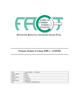 Firmware Analysis of Linksys E900 V. 1.0.09.002