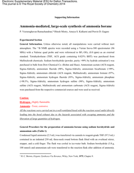 Ammonia-Mediated, Large-Scale Synthesis of Ammonia Borane P