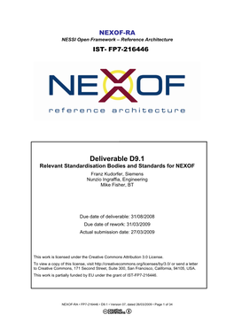NEXOF-RA NESSI Open Framework – Reference Architecture IST- FP7-216446