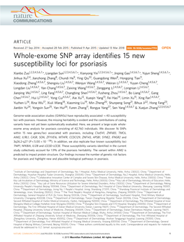 Whole-Exome SNP Array Identifies 15 New Susceptibility Loci for Psoriasis