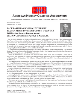 AMERICAN HOCKEY COACHES ASSOCIATION Executive Director: Joe Bertagna — 7 Concord Street — Gloucester, MA 01930 — (781) 245-4177