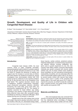 Growth, Development, and Quality of Life in Children with Congenital Heart Disease