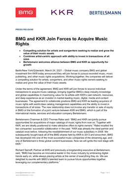 BMG and KKR Join Forces to Acquire Music Rights