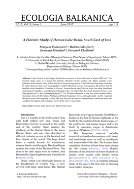 A Floristic Study of Hamun Lake Basin, South East of Iran