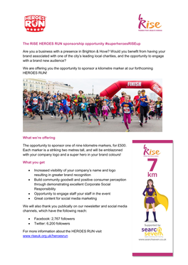 The RISE HEROES RUN Sponsorship Opportunity #Superheroesriseup