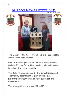 Ruabon News Letter 235 UPDATED: 06.08.2018