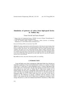 Simulation of Patterns of Wakes from High-Speed Ferries in Tallinn Bay