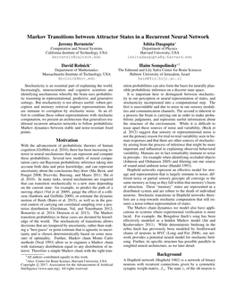 Markov Transitions Between Attractor States in a Recurrent Neural Network