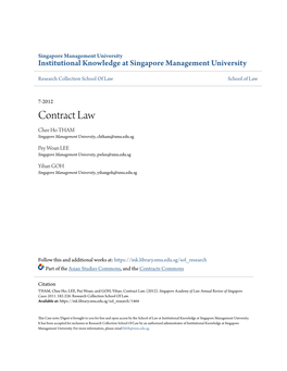 Contract Law Chee Ho THAM Singapore Management University, Chtham@Smu.Edu.Sg