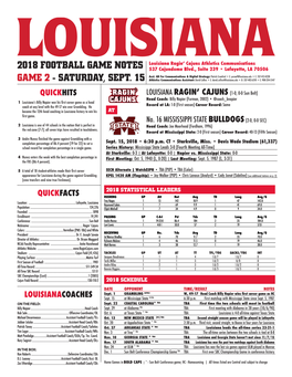 2018 Football Game Notes Game 2