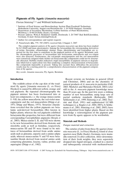 Pigments of Fly Agaric (Amanita Muscaria) Florian Stintzinga,C,* and Willibald Schliemannb