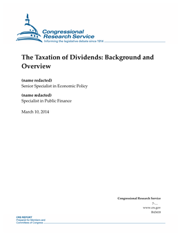 The Taxation of Dividends: Background and Overview