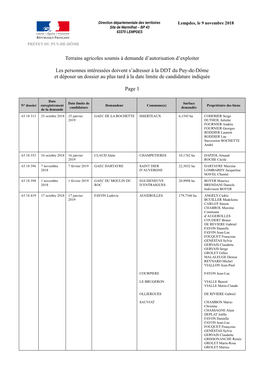 Terrains Agricoles Soumis À Demande D'autorisation D'exploiter Les